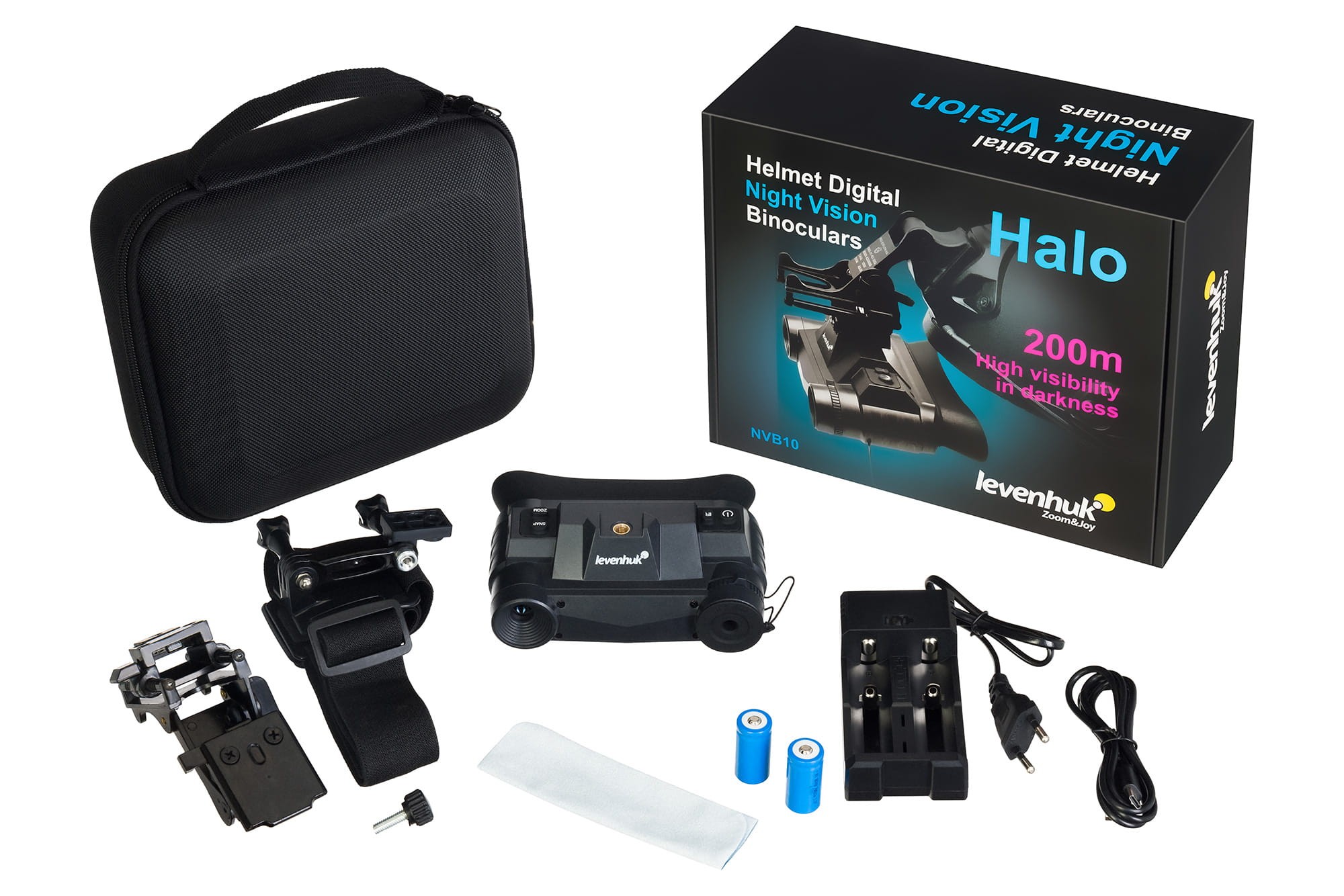 Zawartość zestawu Levenhuk Halo NVB10 Helmet